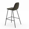 Set of 2 - Modern Counter Height Barstool with Low Back Dark Grey Fabric Seat