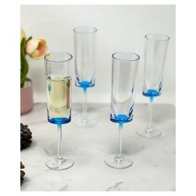 Oval Halo Plastic Champagne Flutes Set of 4 (4oz), Unbreakable Mimosa Glasses Plastic Champagne Glasses, Acrylic Wedding Champagne Flutes