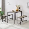 Dining Table Set, Bar Table with 2 Dining Benches, Kitchen Table Counter with Chairs, Industrial for Kitchen Breakfast Table, Living Room, Party Room