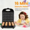 Mini Donut Maker Machine For Kids Snack Breakfast Desserts With 16 Doughnuts Holes Non Stick Coating Double-Side Heating Plates Overheating Protection