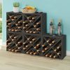 Stackable 12-Bottle Wine Rack in Charcoal Black Wood Finish