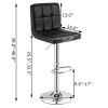 Set of 2 Modern Adjustable Height Bar Stools with Black PU Leather Swivel Seat