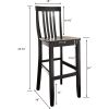 Set of 2 - Solid Hardwood 30-inch Bar Stool in Black Wood Finish