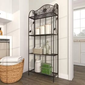 Black Metal 4-Shelf Kitchen Dining Bakers Rack Plant Stand Bookcase Storage Unit