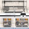 2 Tier Black Steel Adjustable Over the Sink Dish Drying Rack