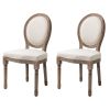 Set of 2 Vintage Upholstered Armless Curved Back Dining Chairs Creamy White