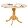 Round 42-inch Drop-Leaf Dining Table in Oak Wood Finish