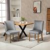 Set of 2 Modern Nailhead Diamond Stitch Upholstered Dining Chairs in Light Grey