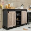 FarmHouse Sliding Barn Doors Kitchen Buffet Storage Cabinet