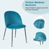 Set of 2 Modern Teal Blue Green Velvet Upholstered Dining Chair with Metal Legs