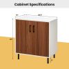 Modern White Brown Wood Dining Sideboard Buffet 2-Door Storage Cabinet