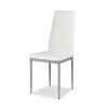 Set of 4 Modern High Back White PVC Leather Dining Chairs with Metal Legs