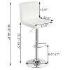 Set of 2 Modern Adjustable Height Bar Stool with White PU Leather Swivel Seat