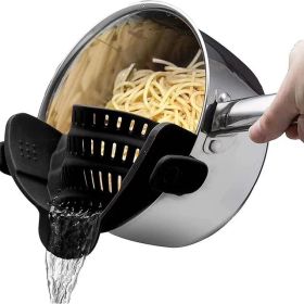 Silicone Food Strainer Clip (Color: Black)